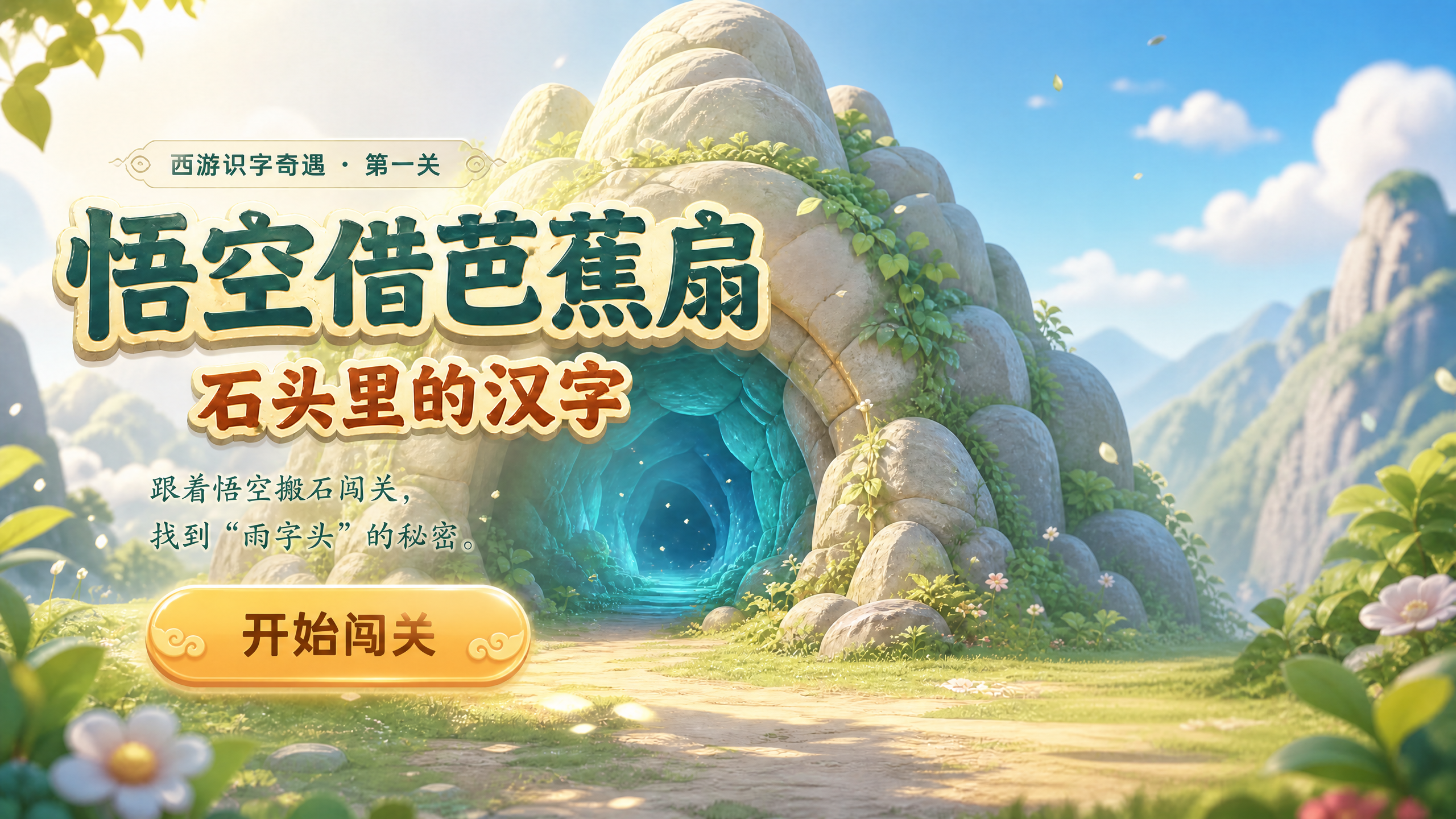 悟空借芭蕉扇，石头里的汉字，开始闯关